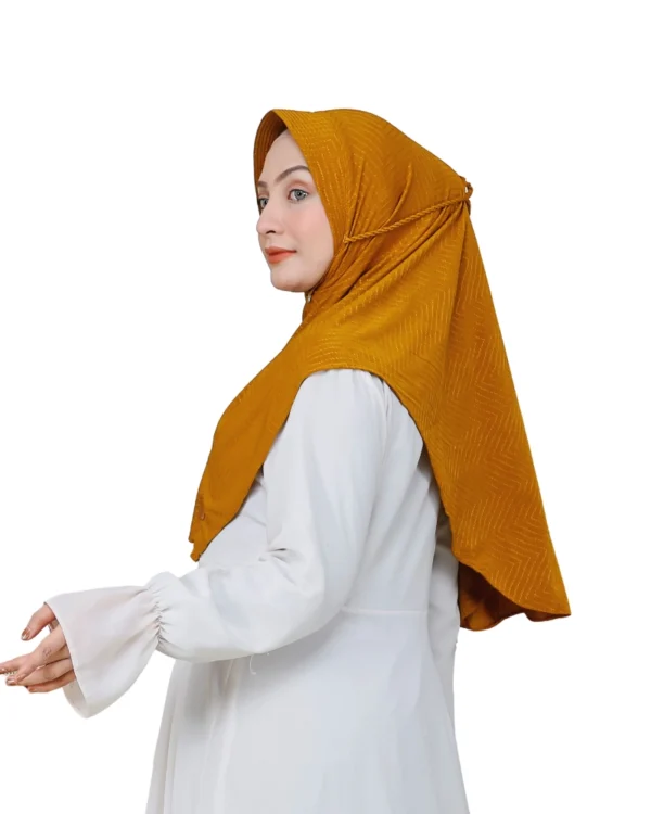 Golden Yellow Chevron Knit Instant Hijab – Stylish & Cozy - Image 2
