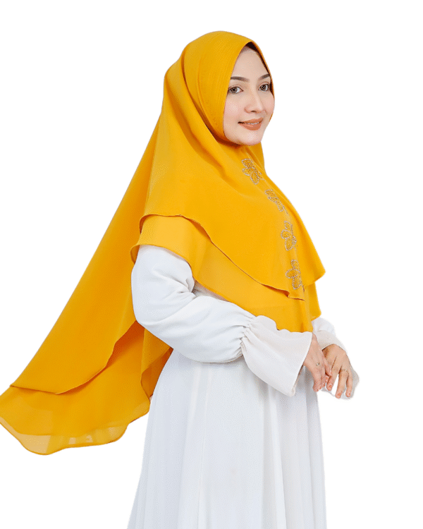 Vibrant Mustard Yellow Hijab for Girls – Soft, Stylish & Comfortable Wear - Image 2