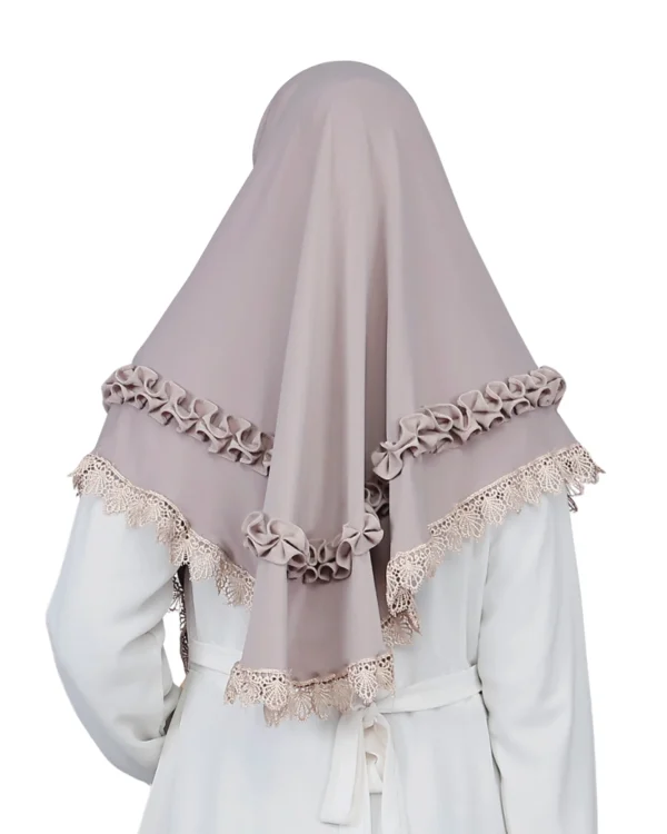 Ribbed Taupe Instant Hijab for Girls – Soft & Elegant Wear - Image 3