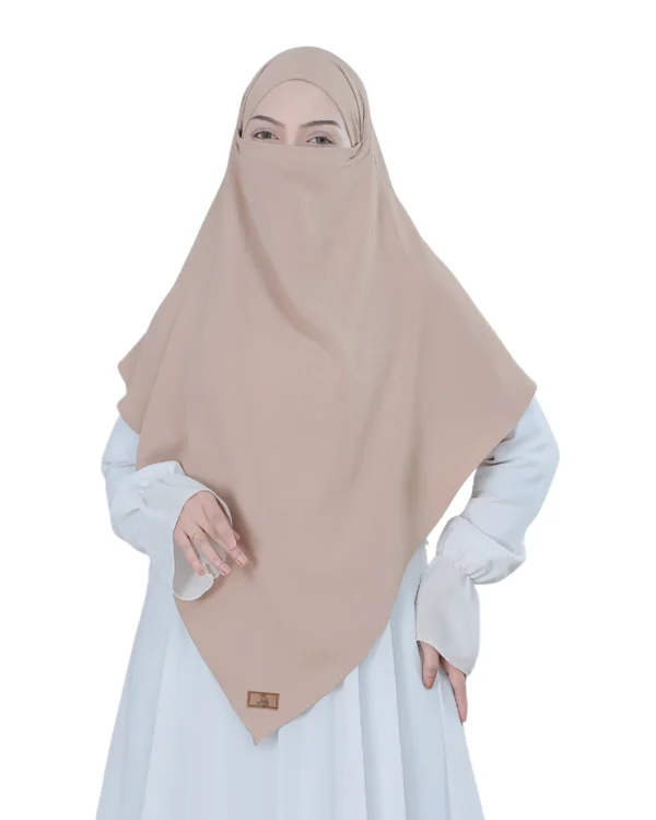 Light Beige Premium Plain Hijab for Girls – Elegant Wear - Image 2