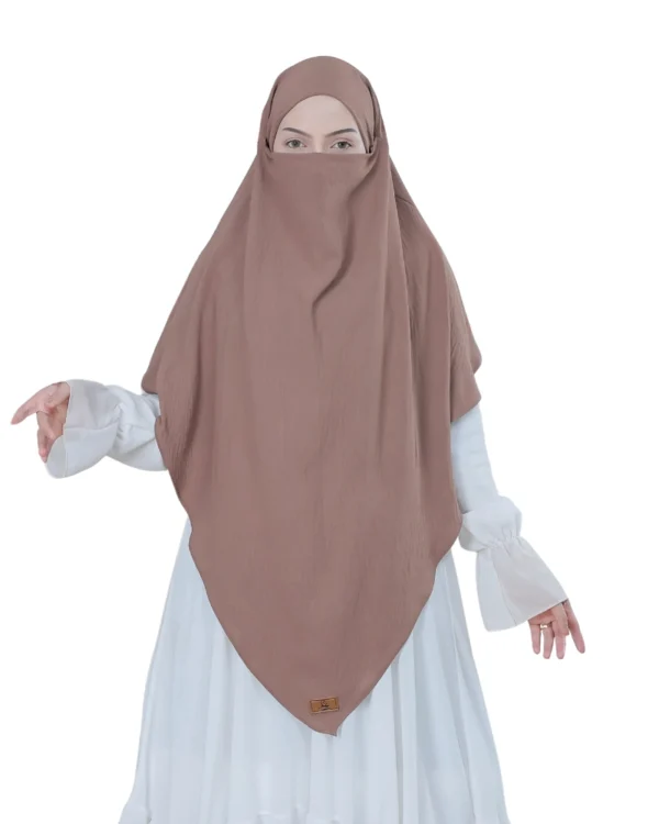 Chocolate Textured Plain Hijab for Girls – Elegant Wear - Image 3