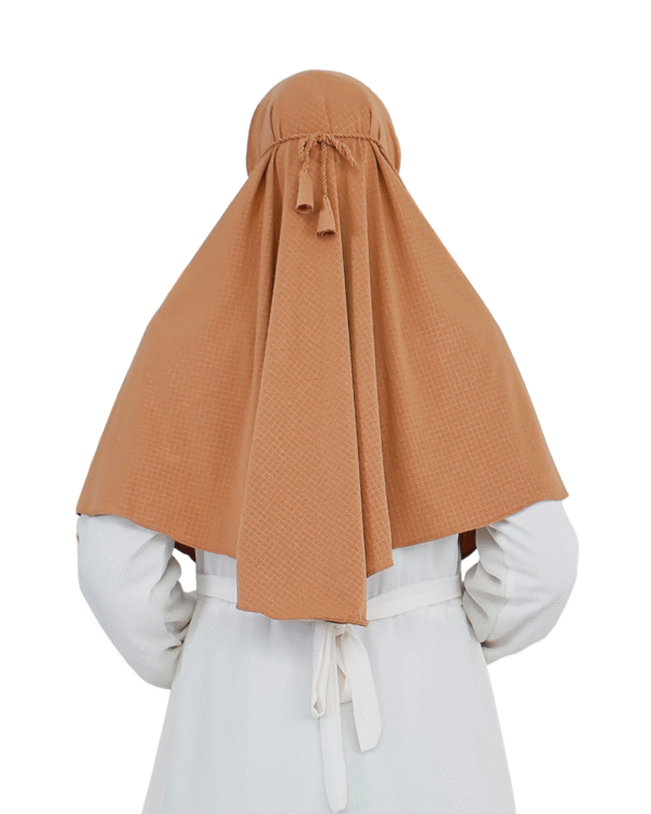 Chic Patterned Peach Brown Hijab for Girls – Elegant & Stylish Wear - Image 3