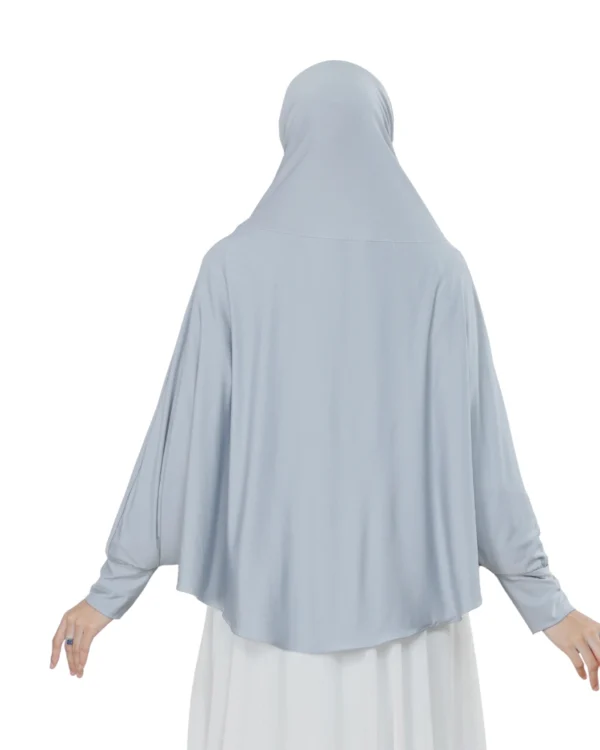 Gray Floral Textured Instant Hijab – Elegant Everyday Wear - Image 3