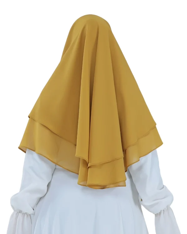 Elegant Mustard Draped Hijab for Girls – Soft & Graceful - Image 3
