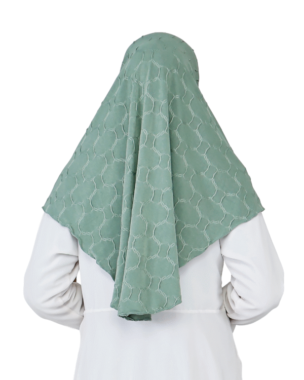 Elegant Patterned Dusty Green Hijab for Girls – Soft & Stylish Wear - Image 3