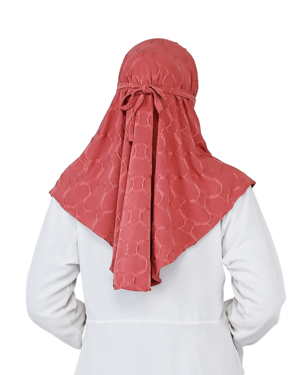 Stylish Patterned Brick Red Hijab for Girls – Elegant & Comfortable Wear - Image 2