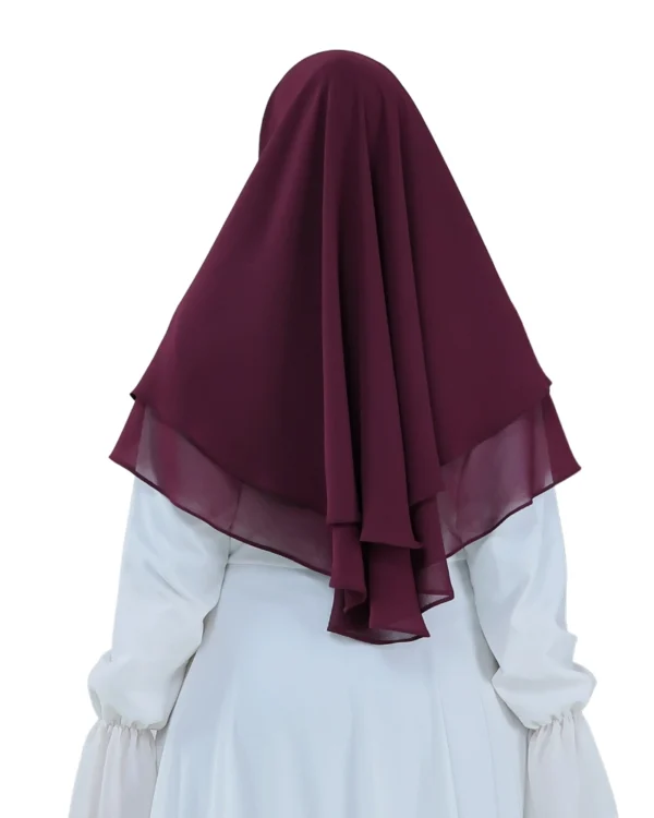 Elegant Maroon Draped Hijab for Girls – Soft & Graceful - Image 3