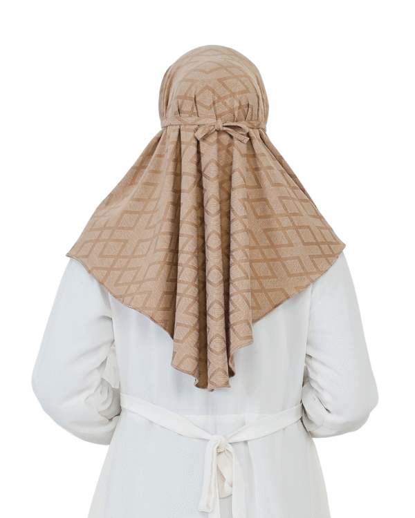 Chic Geometric Patterned Beige Hijab for Girls – Elegant & Modern Wear - Image 3