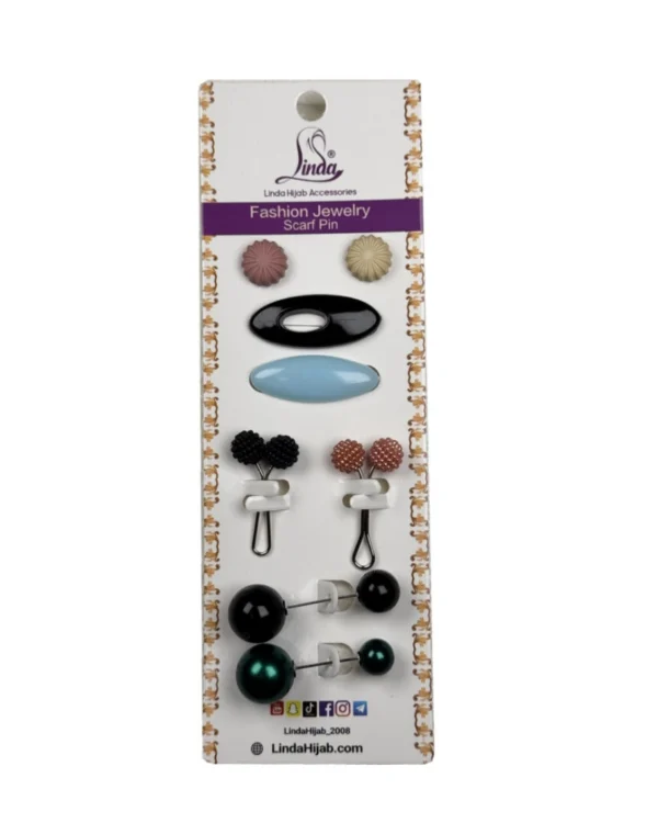 Elegant Rose and Jewel Hijab Pin Set