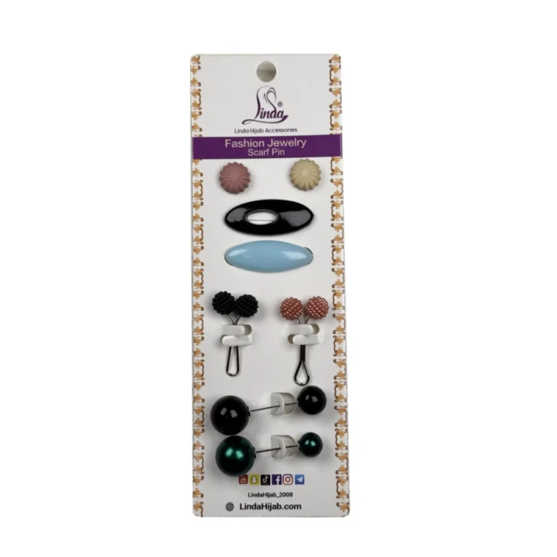 Elegant Rose and Jewel Hijab Pin Set