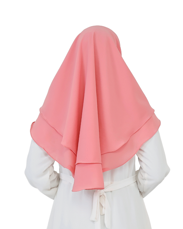 Charming Coral Pink Layered Hijab for Girls
