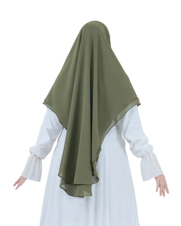 Chic Olive Green Modest Hijab for Girls – Elegant & Simple - Image 3