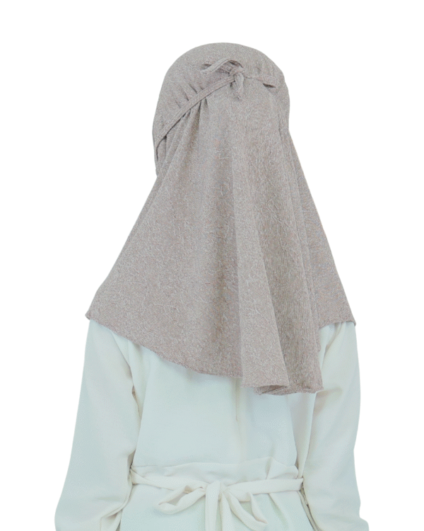 Modest Heather Taupe Hijab for Kids – Soft, Elegant & Comfortable Wear - Image 2