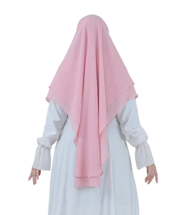 Soft Pink Dual Layer Sparkle Hijab for Girls – Elegant Shine - Image 3