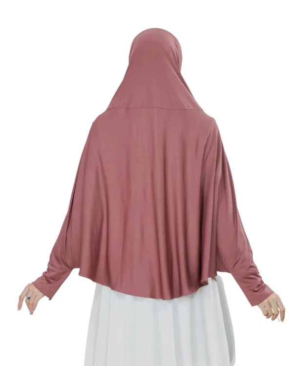 Pleated and Embellished Dusty Rose Hijab – Elegant Style - Image 3