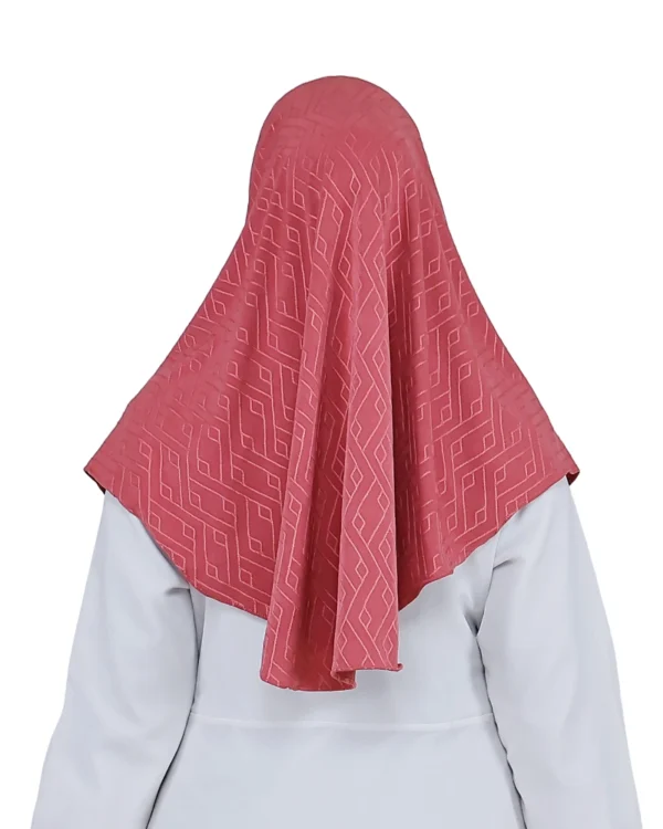 Salmon pink Printed Instant Hijab for Girls – Elegant & Easy Wear - Image 3