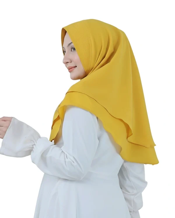 Vibrant Yellow Layered Hijab for Girls – Bright & Stylish - Image 2