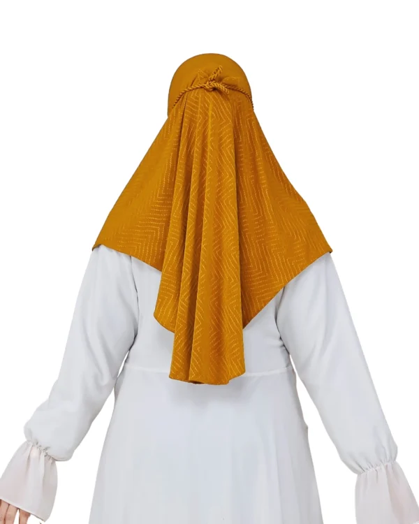 Golden Yellow Chevron Knit Instant Hijab – Stylish & Cozy - Image 3