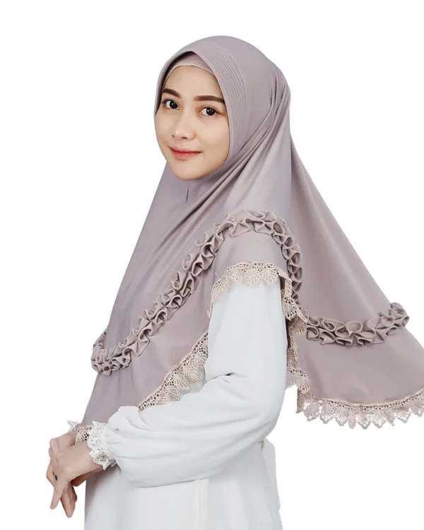 Ribbed Taupe Instant Hijab for Girls – Soft & Elegant Wear - Image 2