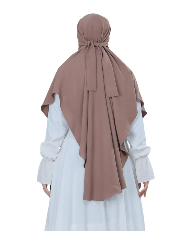 Chocolate Textured Plain Hijab for Girls – Elegant Wear - Image 4