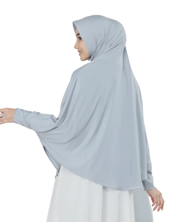 Gray Floral Textured Instant Hijab – Elegant Everyday Wear - Image 2