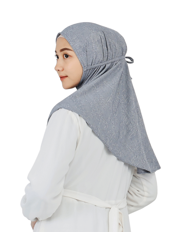 Elegant Textured Beautiful Grey Hijab for Girls – Soft & Stylish Wear - Image 3