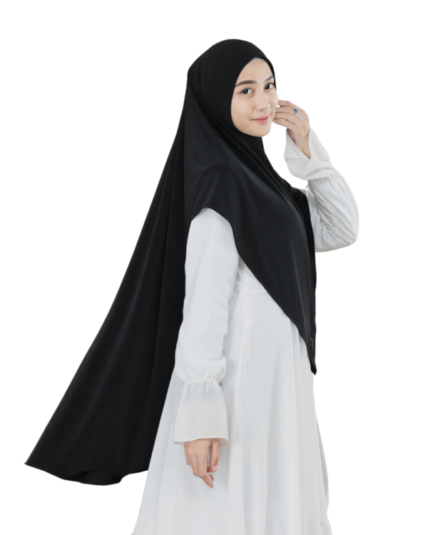 Classic Solid Black Hijab for Girls – Timeless & Comfortable Wear - Image 2