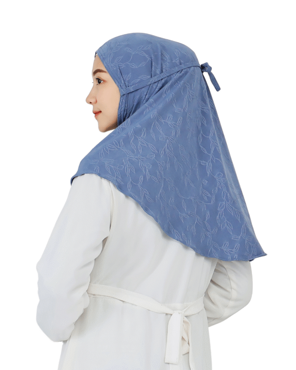 Graceful Patterned Dusty Blue Hijab for Girls – Elegant & Comfortable Wear - Image 2