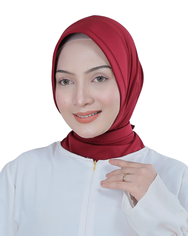 Elegant Solid Deep Red Tie Back Hijab for Girls - Image 2