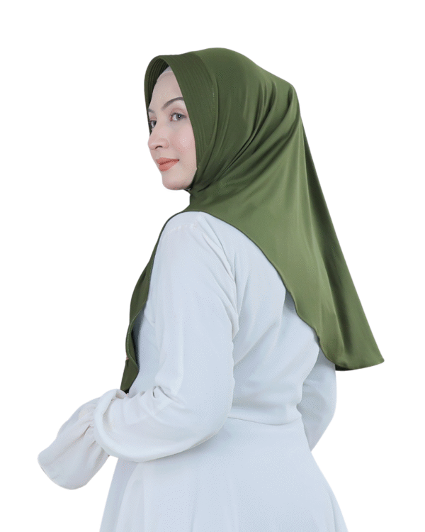 Classic Solid Olive Green Hijab For Girls for Everyday Elegance - Image 2