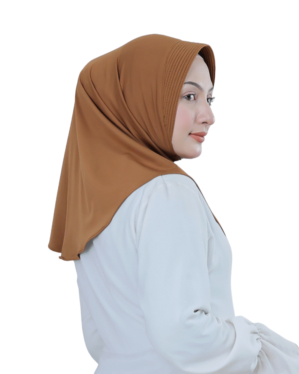 Classic Solid Warm Brown Hijab for Girls – Elegant & Versatile - Image 2