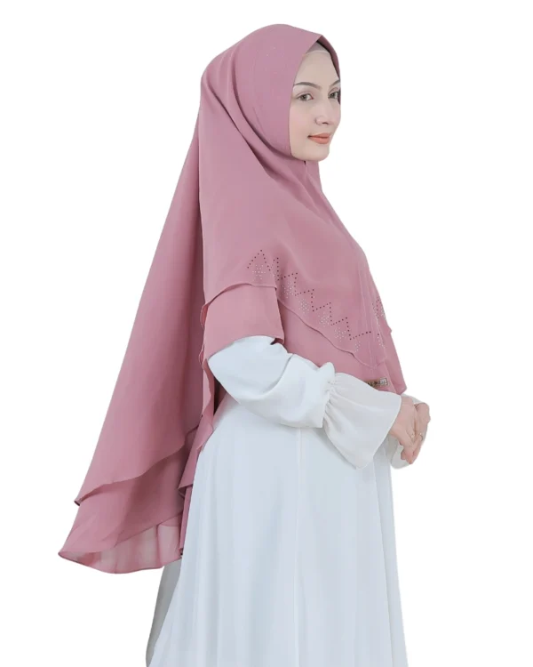 Graceful Dusty Rose Instant Hijab for Girls – Soft & Elegant - Image 2