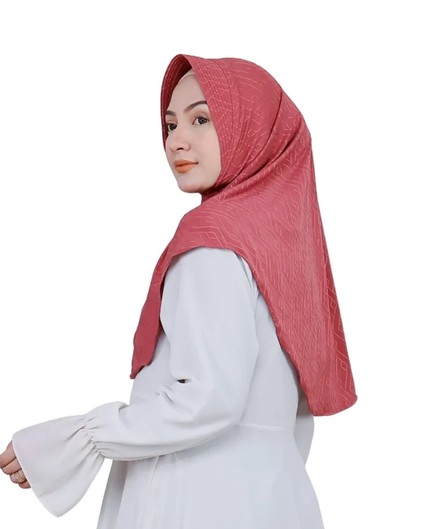 Salmon pink Printed Instant Hijab for Girls – Elegant & Easy Wear - Image 2
