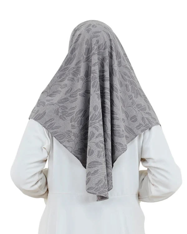 Grey Floral Print Modesty Hijab for Girls – Elegant & Soft - Image 3