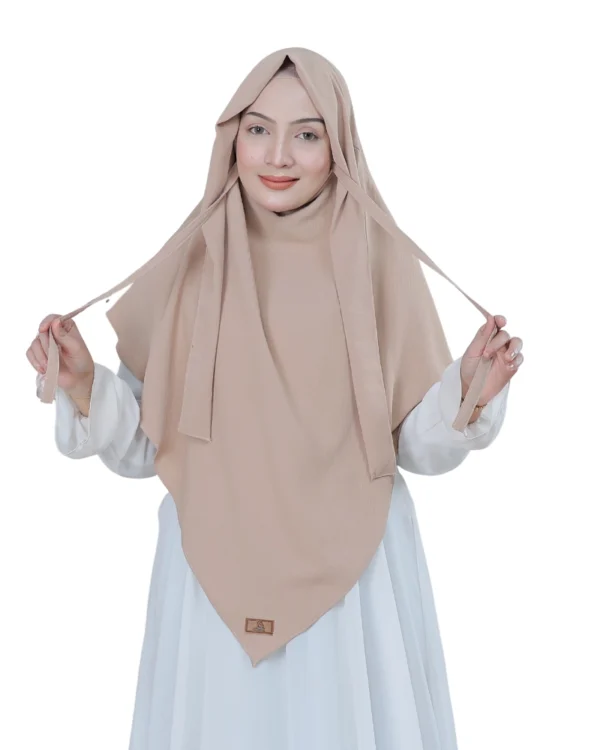 Light Beige Premium Plain Hijab for Girls – Elegant Wear - Image 3