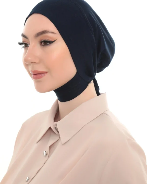 Jet Black Neck Tie Turban Bonnet – Elegant & Adjustable - Image 2