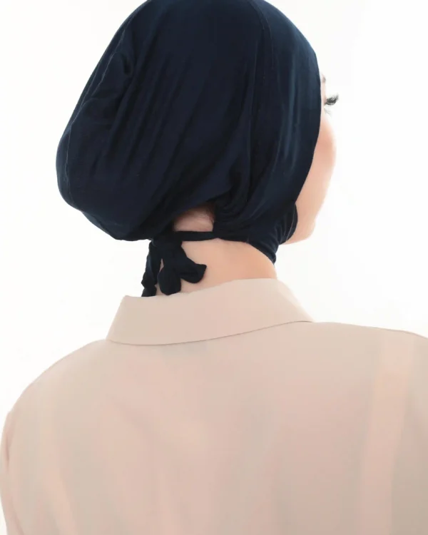 Jet Black Neck Tie Turban Bonnet – Elegant & Adjustable - Image 6