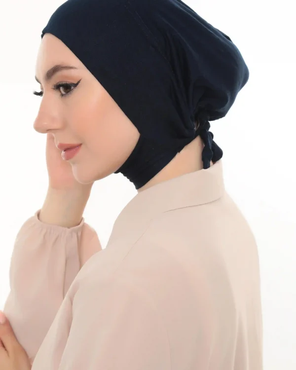 Jet Black Neck Tie Turban Bonnet