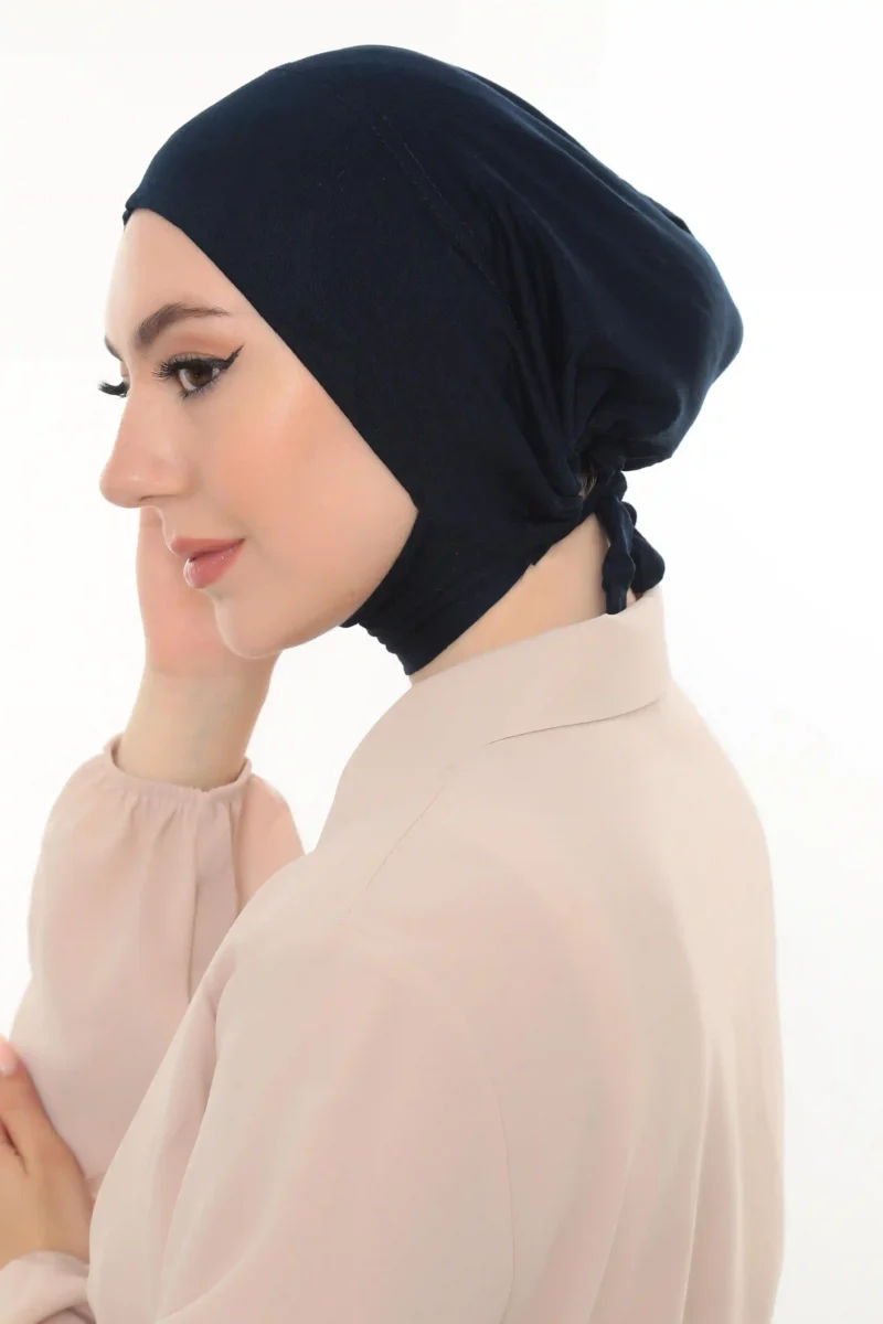 Jet Black Neck Tie Turban Bonnet