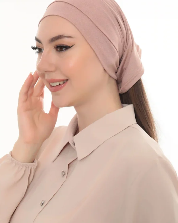 Dusty Rose Tie Back Bandana Turban – Soft & Stylish Fit - Image 2