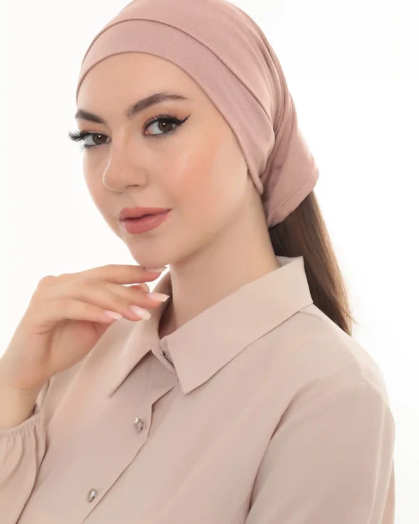 Dusty Rose Tie Back Bandana Turban – Soft & Stylish Fit - Image 3