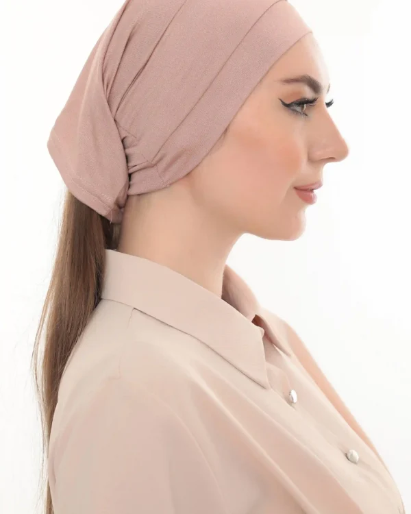 Dusty Rose Tie Back Bandana Turban – Soft & Stylish Fit - Image 4