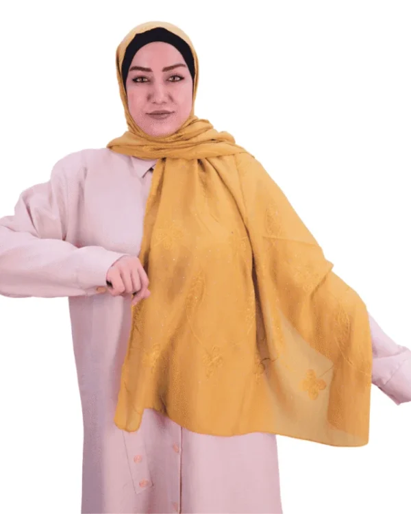 Mustard Yellow Embellished Butterfly Shawl – Chic Style