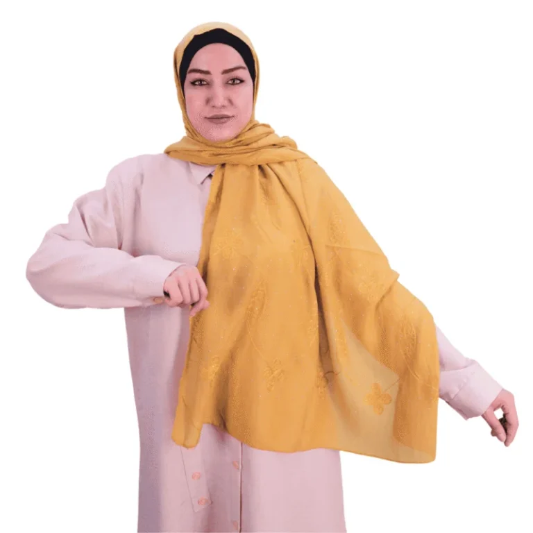 Mustard Yellow Embellished Butterfly Shawl