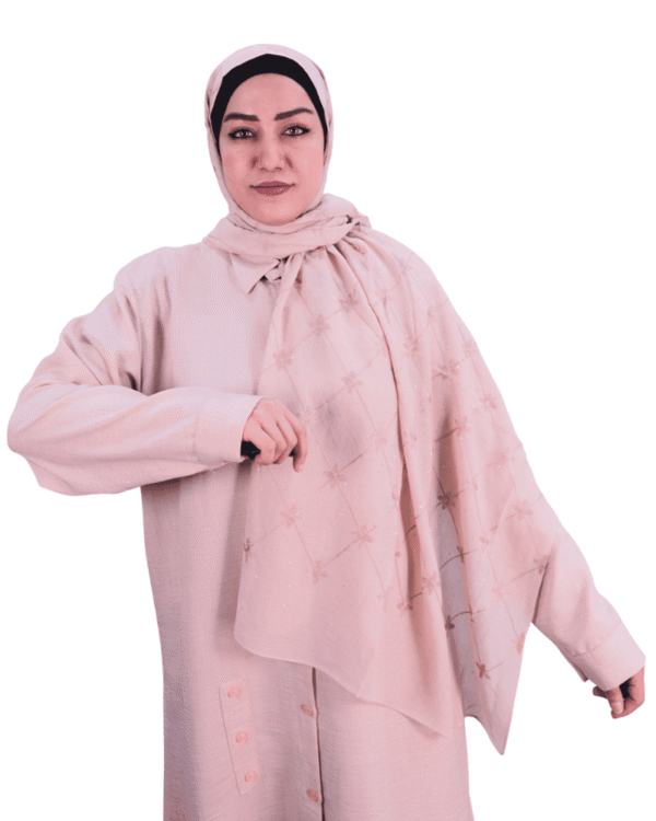 Light Pink Embellished Floral Shawl
