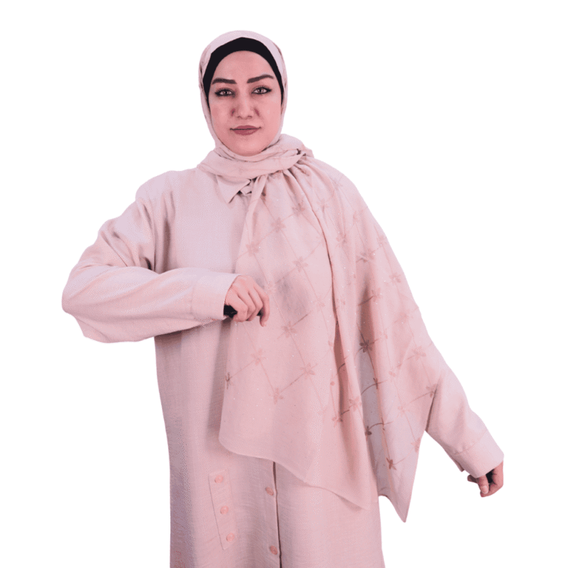 Light Pink Embellished Floral Shawl