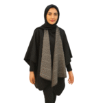 Elegant Black Shawl with Houndstooth Accent