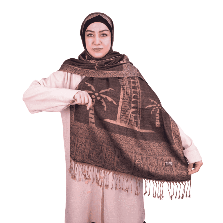 Brown Dual Tone Palm Tree Jacquard Shawl