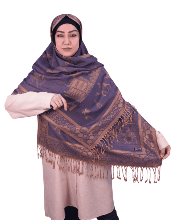 Gold Camel Motif Jacquard Shawl