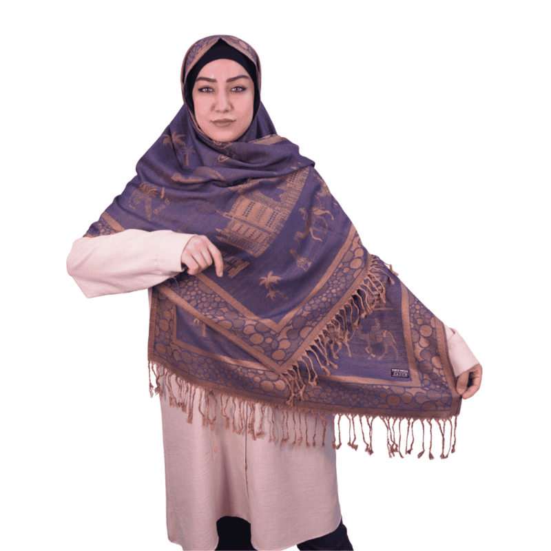 Gold Camel Motif Jacquard Shawl